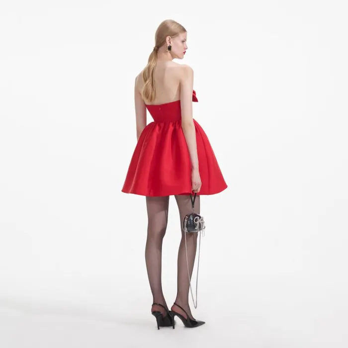 Red Taffeta Bandeau Mini Dress Women Self Portrait Dresses