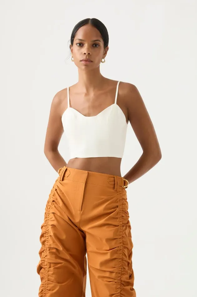 Rowena Panelled Bralette Ivory Women Aje Tops