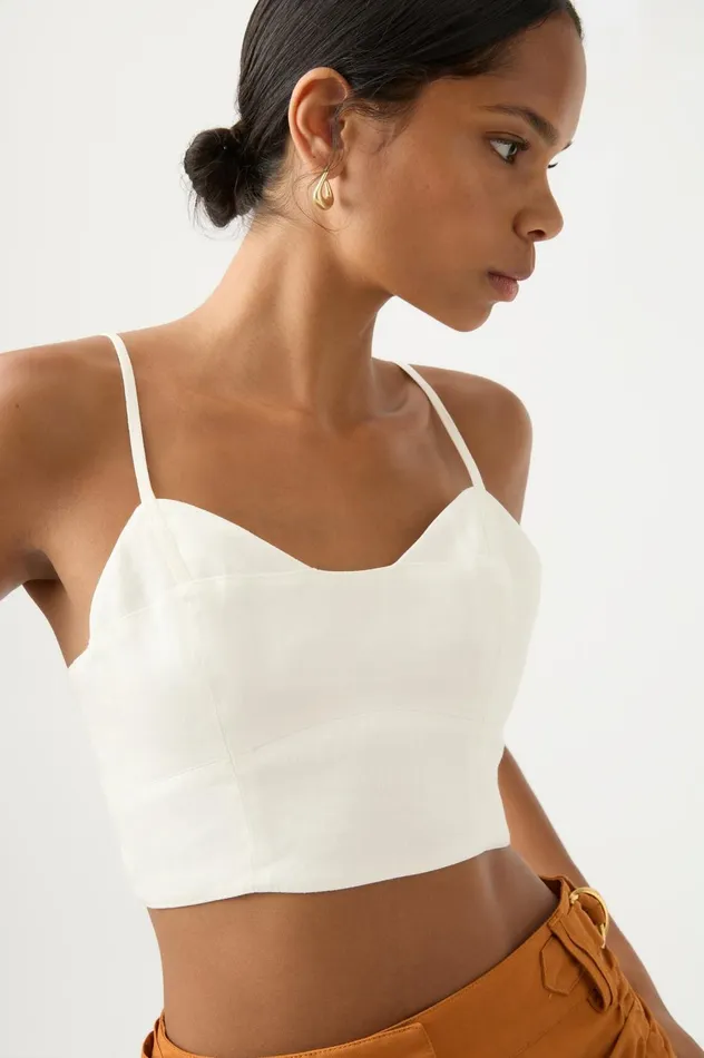 Rowena Panelled Bralette Ivory Women Aje Tops