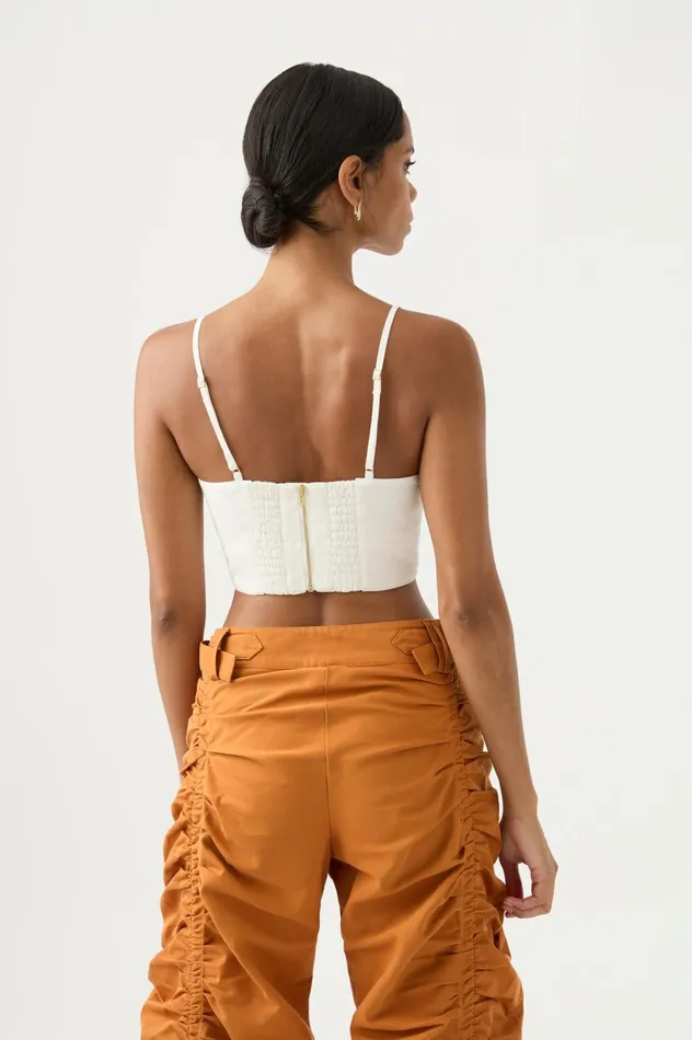 Rowena Panelled Bralette Ivory Women Aje Tops