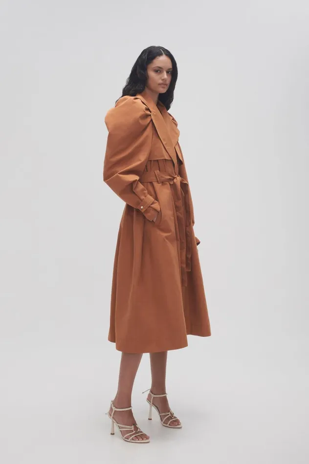 Roxanne Trench Coat Chestnut Brown Women Aje Blazers Jackets 038 Coats