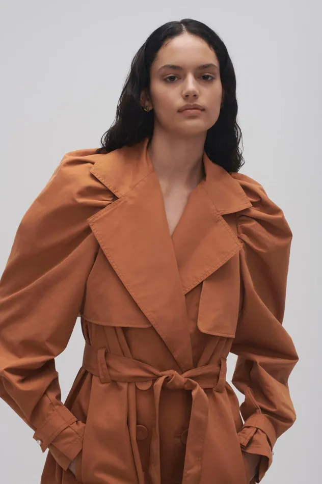 Roxanne Trench Coat Chestnut Brown Women Aje Blazers Jackets 038 Coats
