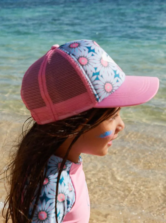 Roxy Accessories Girl039s 27 Sweet Emotions Trucker Hat Crystal Teal Sol Flower 8211 Kids