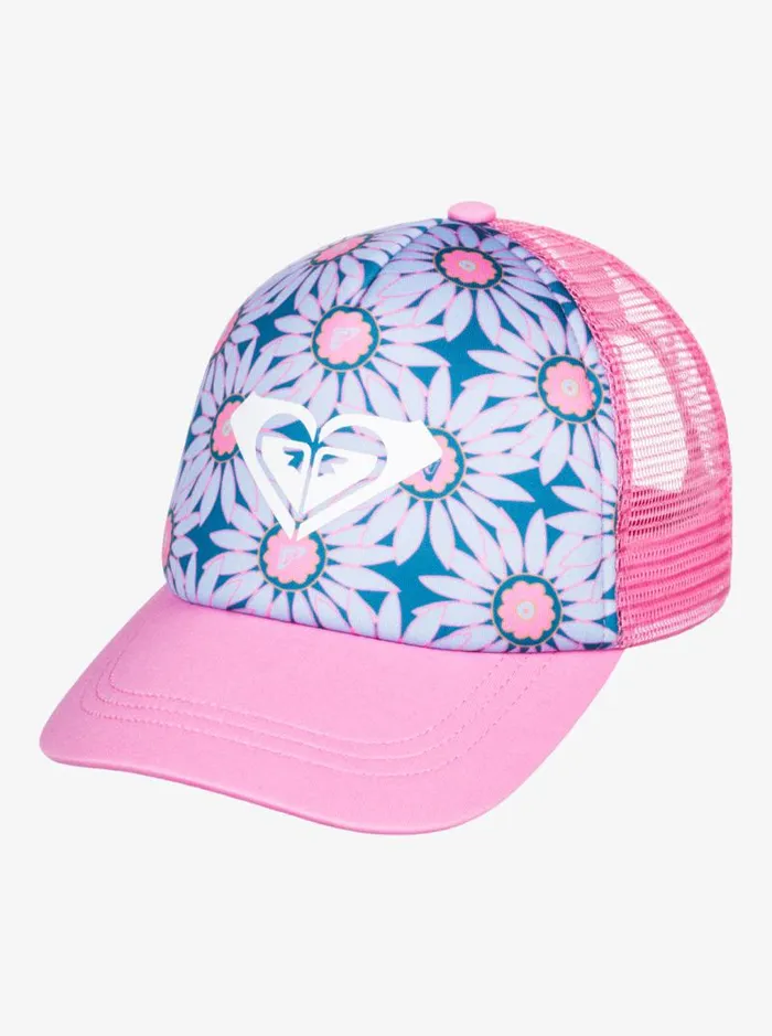 Roxy Accessories Girl039s 27 Sweet Emotions Trucker Hat Crystal Teal Sol Flower 8211 Kids