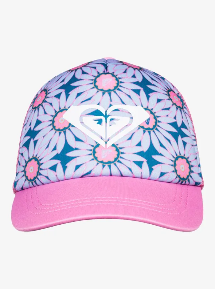 Roxy Accessories Girl039s 27 Sweet Emotions Trucker Hat Crystal Teal Sol Flower 8211 Kids