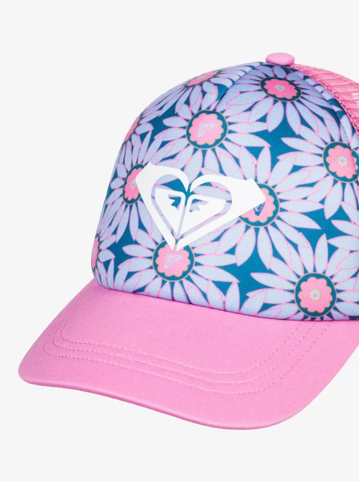 Roxy Accessories Girl039s 27 Sweet Emotions Trucker Hat Crystal Teal Sol Flower 8211 Kids