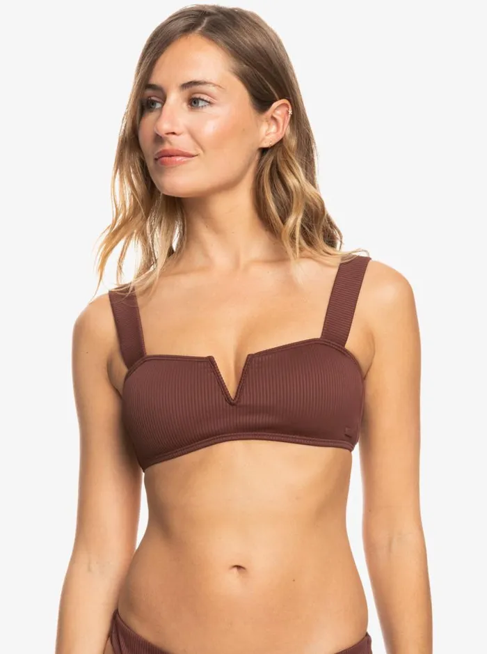 Roxy Bikini Tops Roxy Love The Coco V Bralette Bikini Top Bitter Chocolate 8211 Women