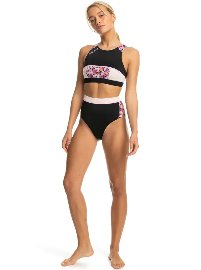 Roxy Bikinis Roxy Active Crop Bikini Top Anthracite Swim Blooms 8211 Women Roxy Bikinis Roxy Active Crop Bikini Top Anthracite Swim Blooms 8211 Women