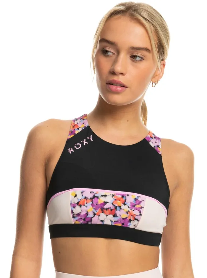 Roxy Bikinis Roxy Active Crop Bikini Top Anthracite Swim Blooms 8211 Women Roxy Bikinis Roxy Active Crop Bikini Top Anthracite Swim Blooms 8211 Women