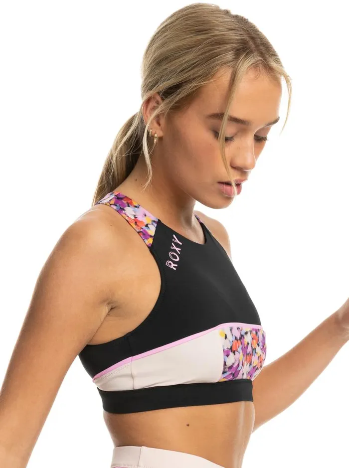 Roxy Bikinis Roxy Active Crop Bikini Top Anthracite Swim Blooms 8211 Women Roxy Bikinis Roxy Active Crop Bikini Top Anthracite Swim Blooms 8211 Women
