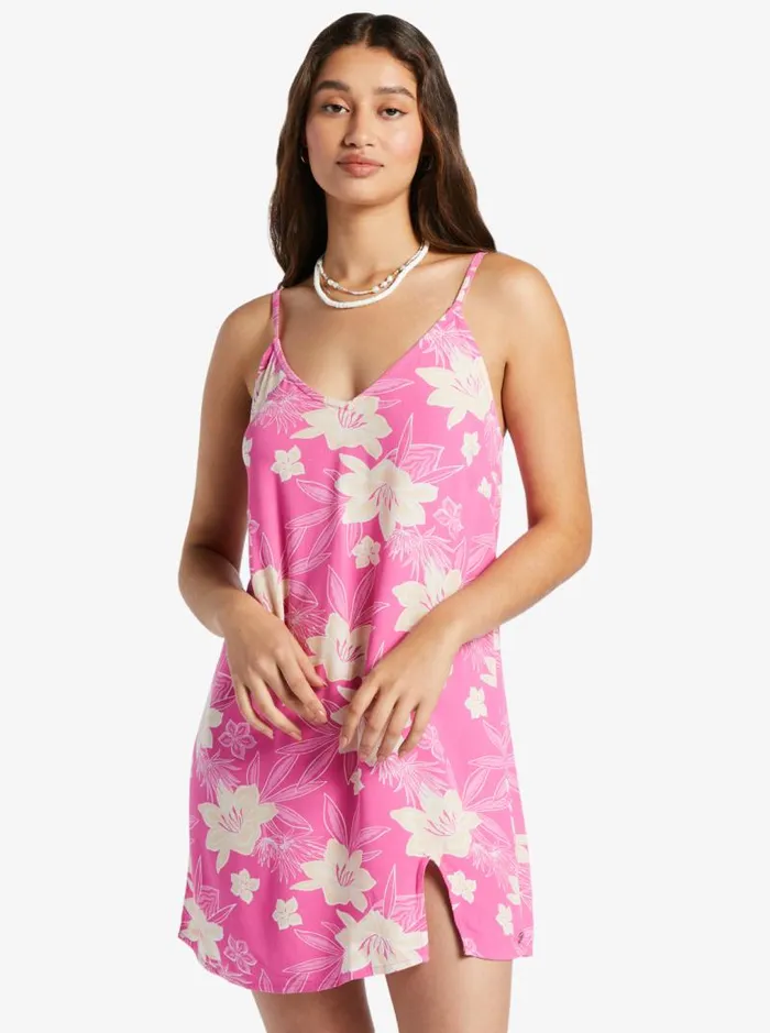 Roxy Dresses Daytrip Mini Vneck Slip Dress Shocking Pink Wild Oasis 8211 Women