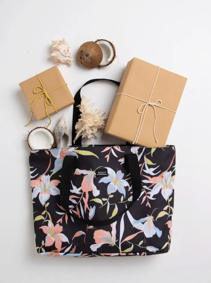 Roxy Handbags Skinny Love Printed Tote Bag Anthracite Hibiscus Wave Swim 8211 Women