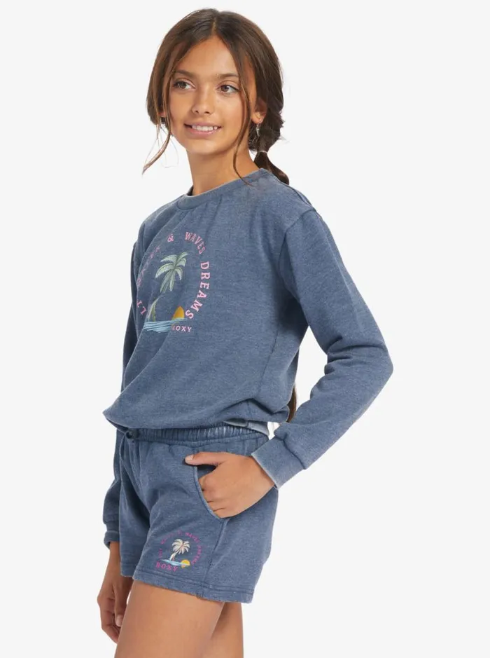 Roxy Jeans and Pants Girl039s 416 Distance And Time A Sweat Shorts Mood Indigo 8211 Kids