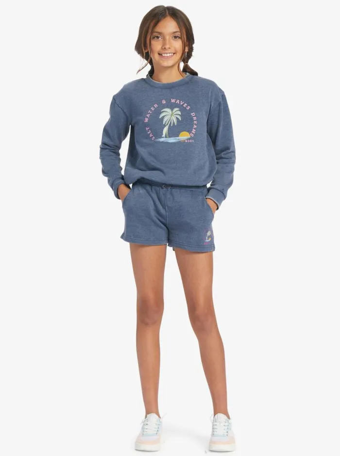 Roxy Jeans and Pants Girl039s 416 Distance And Time A Sweat Shorts Mood Indigo 8211 Kids