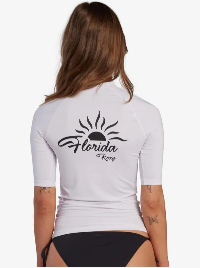 Roxy Rashguards Florida Whole Hearted Short Sleeve UPF 50 Rashguard Sea Salt 8211 Women Roxy Rashguards Florida Whole Hearted Short Sleeve UPF 50 Rashguard Sea Salt 8211 Women