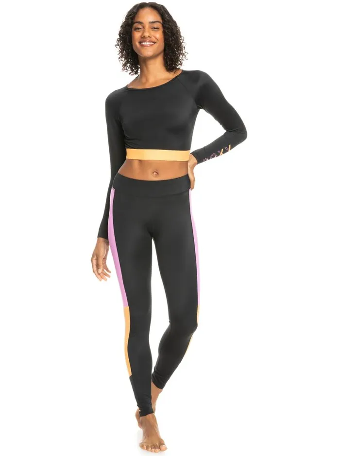 Roxy Rashguards Roxy Fitness Long Sleeve Cropped Rashguard Anthracite 8211 Women