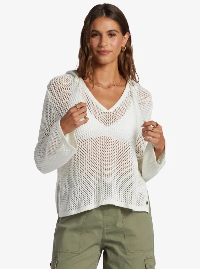 Roxy Sweaters Cropped After Beach Break Hoodie Egret 8211 Women