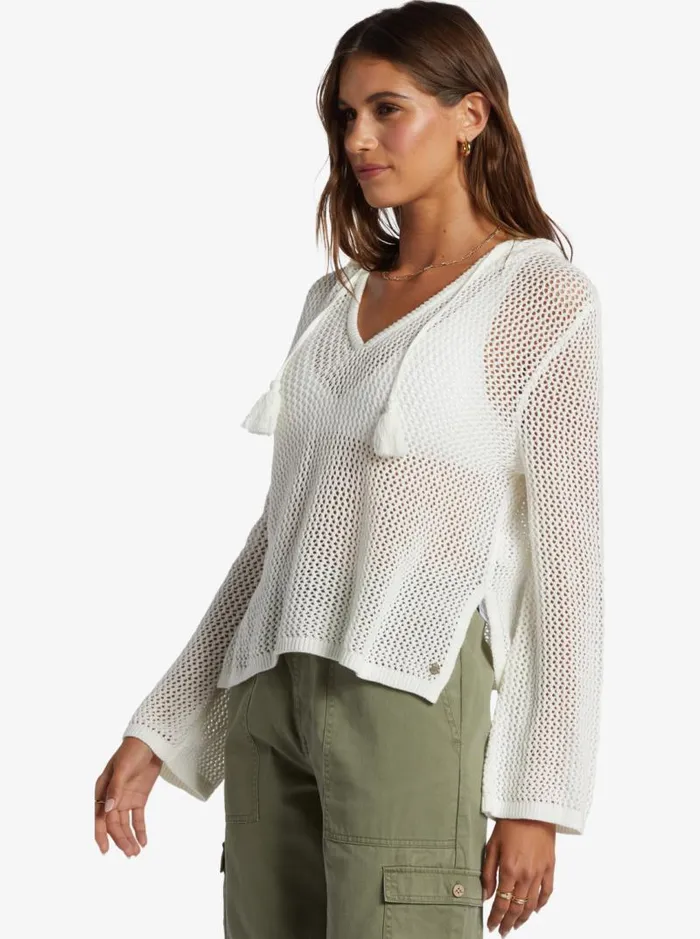 Roxy Sweaters Cropped After Beach Break Hoodie Egret 8211 Women