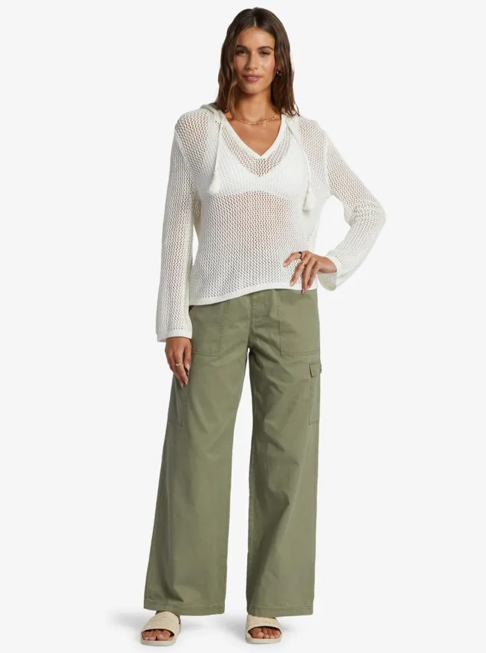 Roxy Sweaters Cropped After Beach Break Hoodie Egret 8211 Women