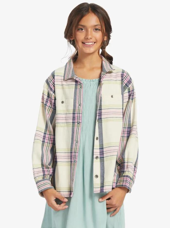 Roxy Tees and Tanks Girl039s 416 Something Beautiful Plaid Oversized Shirt Tapioca Right Plaid 8211 Kids Roxy Tees and Tanks Girl039s 416 Something Beautiful Plaid Oversized Shirt Tapioca Right Plaid 8211 Kids