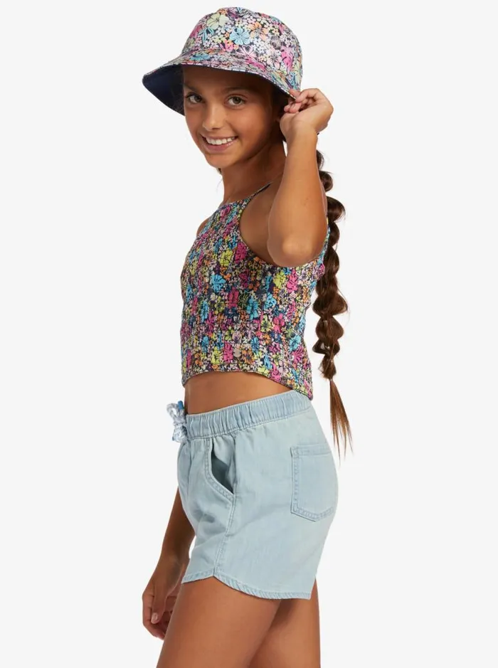 Roxy Tops Girl039s 416 Put It In A Love Song Strappy Crop Top For Girls Mood Indigo Tropical Rays 8211 Kids