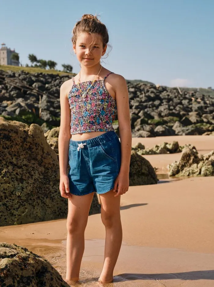 Roxy Tops Girl039s 416 Put It In A Love Song Strappy Crop Top For Girls Mood Indigo Tropical Rays 8211 Kids