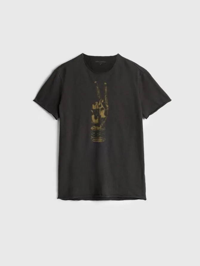 ROYAL PEACE TEE Black Clothing John Varvatos Graphic Tees