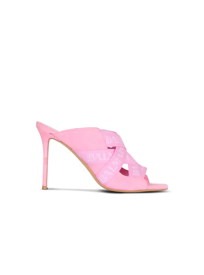 Ruby Mules With Vintage Straps Pink Women Balmain High Heels and Pumps