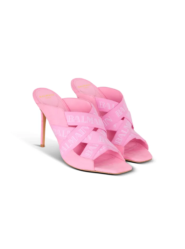 Ruby Mules With Vintage Straps Pink Women Balmain High Heels and Pumps