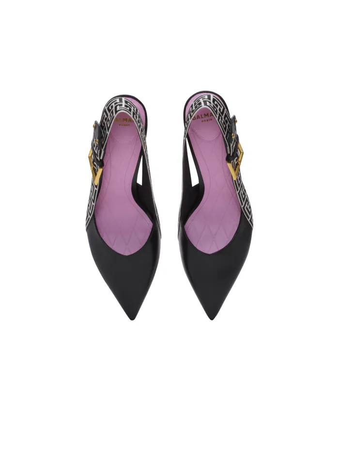 Ruby Slingbacks In Calfskin And Monogrammed Black Women Balmain High Heels and Pumps