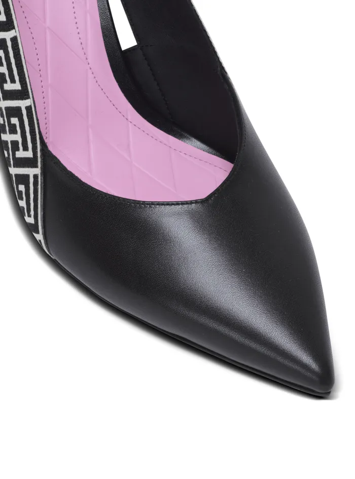 Ruby Slingbacks In Calfskin And Monogrammed Black Women Balmain High Heels and Pumps
