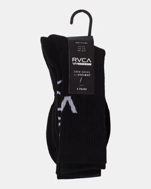 Rvca 2 Pack Sport Vent Cushion Crew Socks Black SportMen Other Accessories