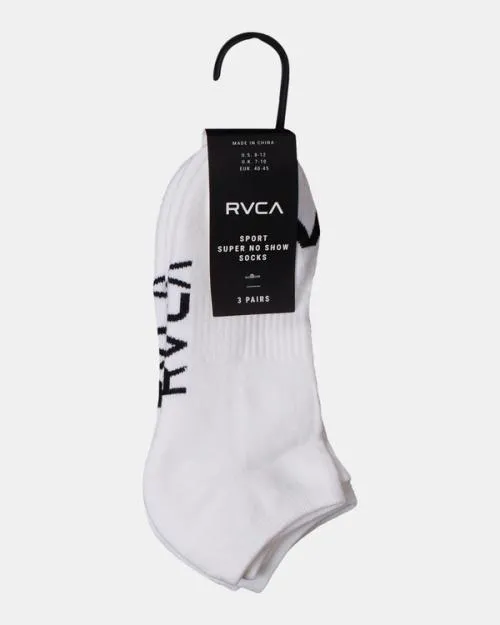 Rvca 3 Pack Sport Logo Super NoShow Socks White SportWomenMen Other Accessories