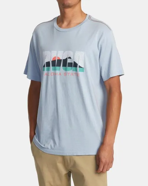 Rvca Aloha State Tee Deja Blue Men Short Sleeves