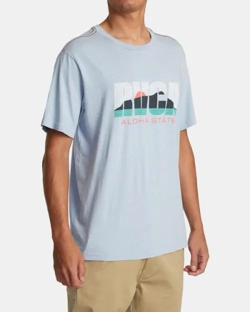 Rvca Aloha State Tee Deja Blue Men Short Sleeves