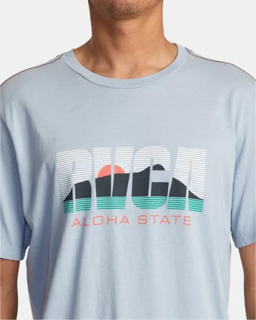 Rvca Aloha State Tee Deja Blue Men Short Sleeves