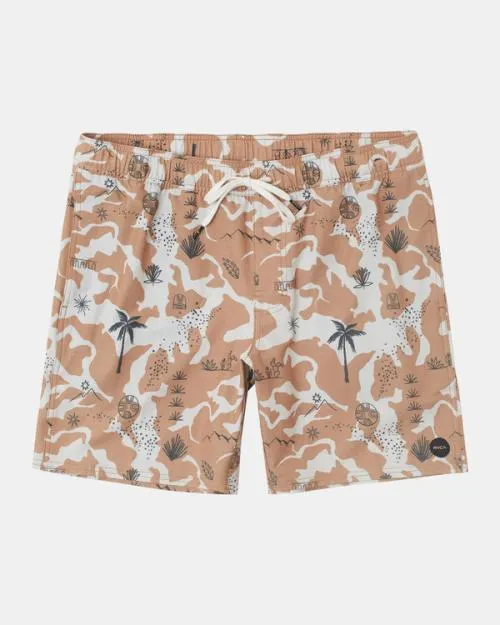 Rvca Atlas Elastic Waist Boardshorts 17034 Camel Men Boardshorts