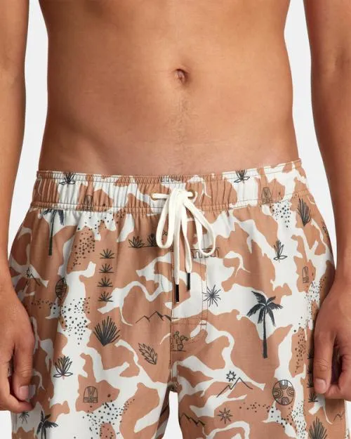 Rvca Atlas Elastic Waist Boardshorts 17034 Camel Men Boardshorts