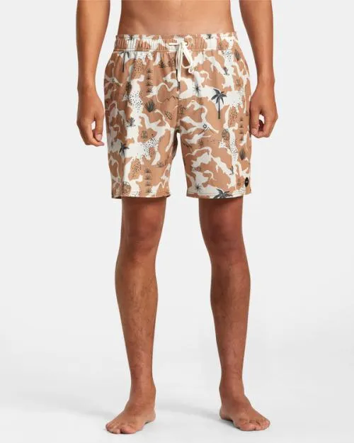Rvca Atlas Elastic Waist Boardshorts 17034 Camel Men Boardshorts