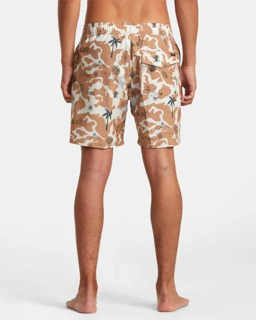 Rvca Atlas Elastic Waist Boardshorts 17034 Camel Men Boardshorts