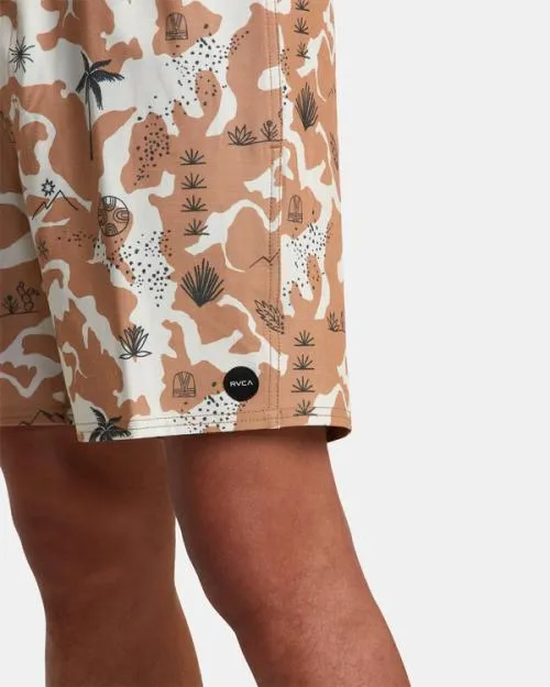 Rvca Atlas Elastic Waist Boardshorts 17034 Camel Men Boardshorts