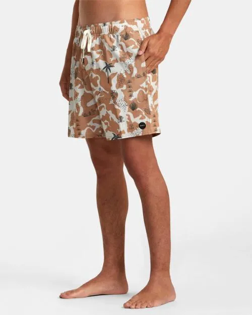 Rvca Atlas Elastic Waist Boardshorts 17034 Camel Men Boardshorts