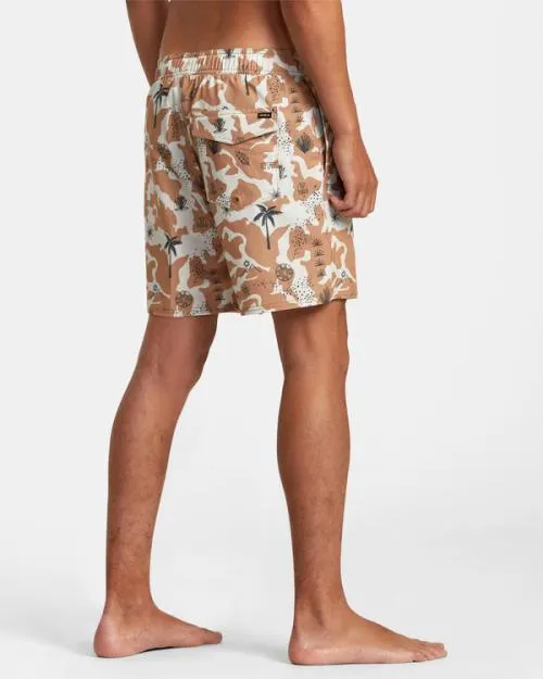 Rvca Atlas Elastic Waist Boardshorts 17034 Camel Men Boardshorts