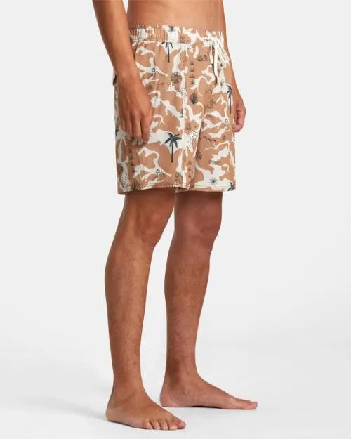 Rvca Atlas Elastic Waist Boardshorts 17034 Camel Men Boardshorts
