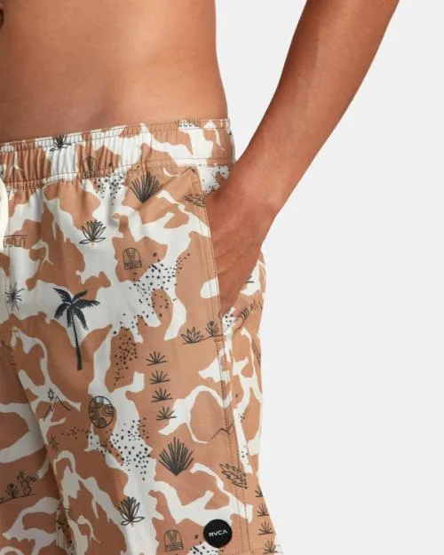 Rvca Atlas Elastic Waist Boardshorts 17034 Camel Men Boardshorts