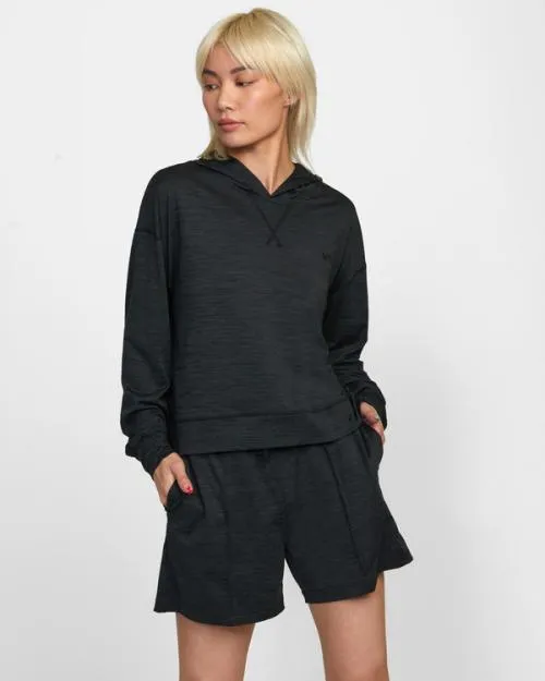 Rvca CAble Cropped Workout Hoodie Black SportWomen Tops