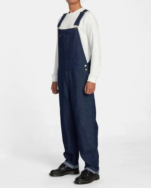 Rvca Chainmail Overalls Indigo Cord Men Pants