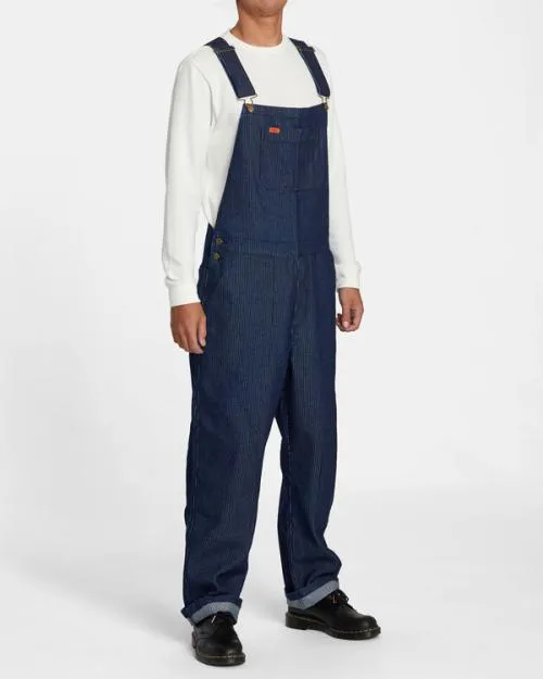 Rvca Chainmail Overalls Indigo Cord Men Pants