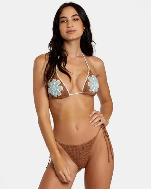 Rvca Cotton Crochet Halter Triangle Bikini Top Sienna Women Bikini Tops