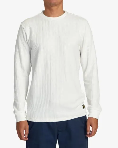 Rvca Day Shift Long Sleeve Thermal Shirt Off White Men Tees and Tanks